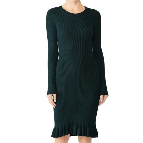 Anthropologie John + Jenn Knit Ribbed Green Sweater Dress Size Medium - Picture 1 of 4